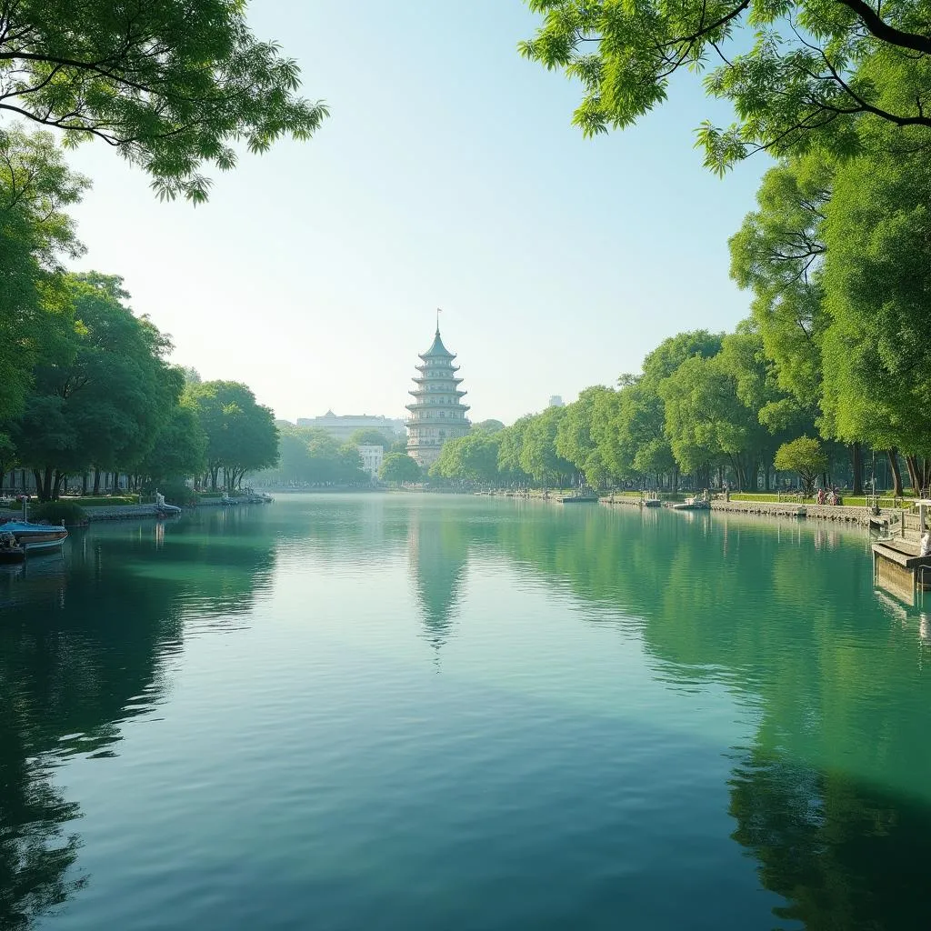 3D Photo of Hoan Kiem Lake in Hanoi