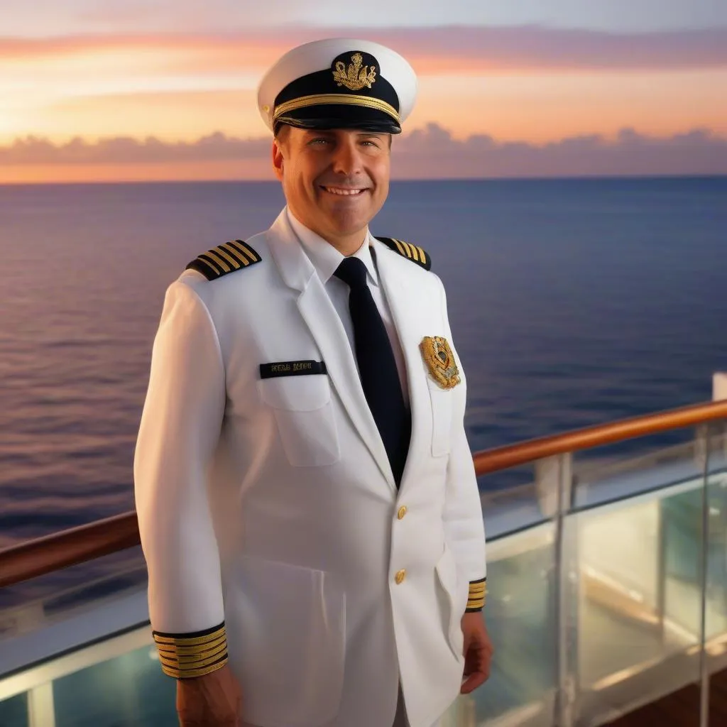 Cruise ship captain and staff