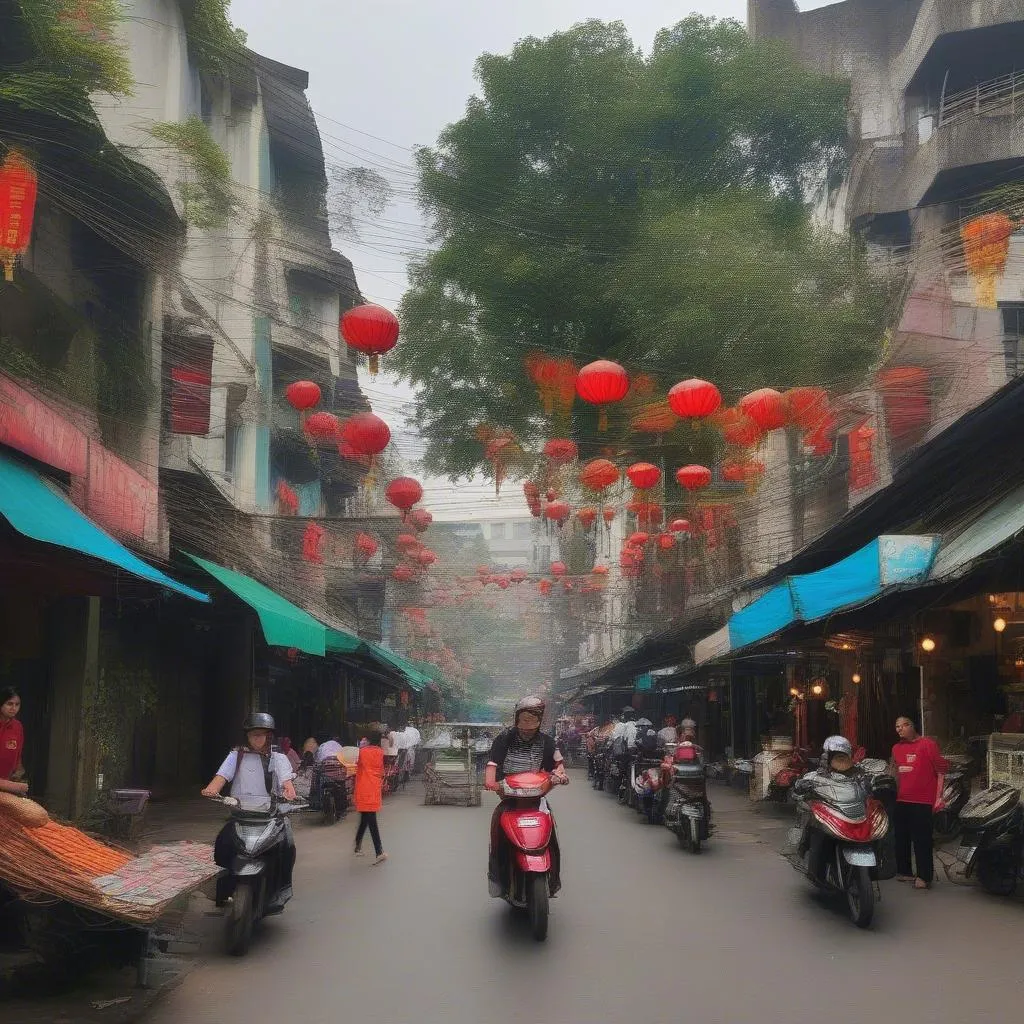 Hanoi Old Quarter during breakfast