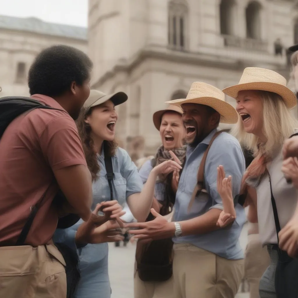 Tour Guide Leading Group