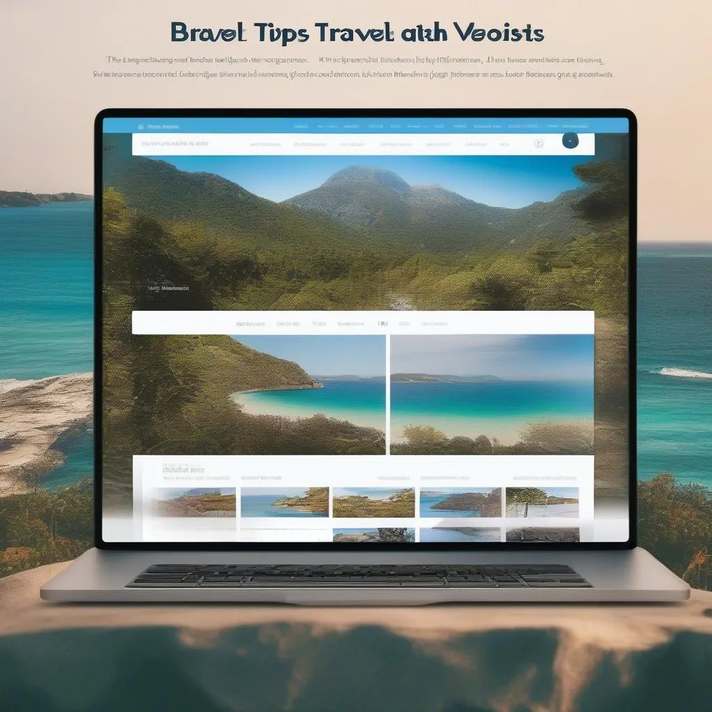 Travel website homepage with beautiful photos and travel inspiration