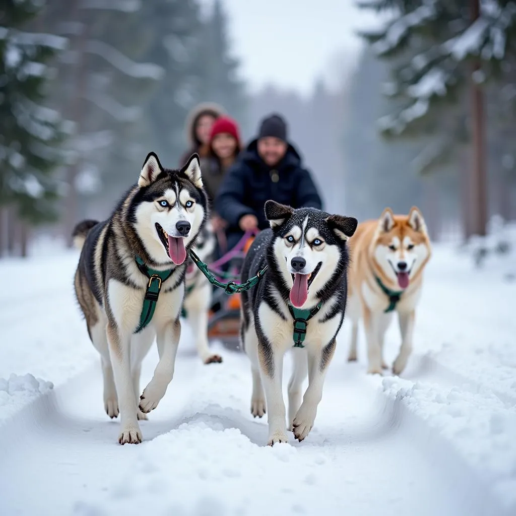 Husky sledding adventure in Lapland