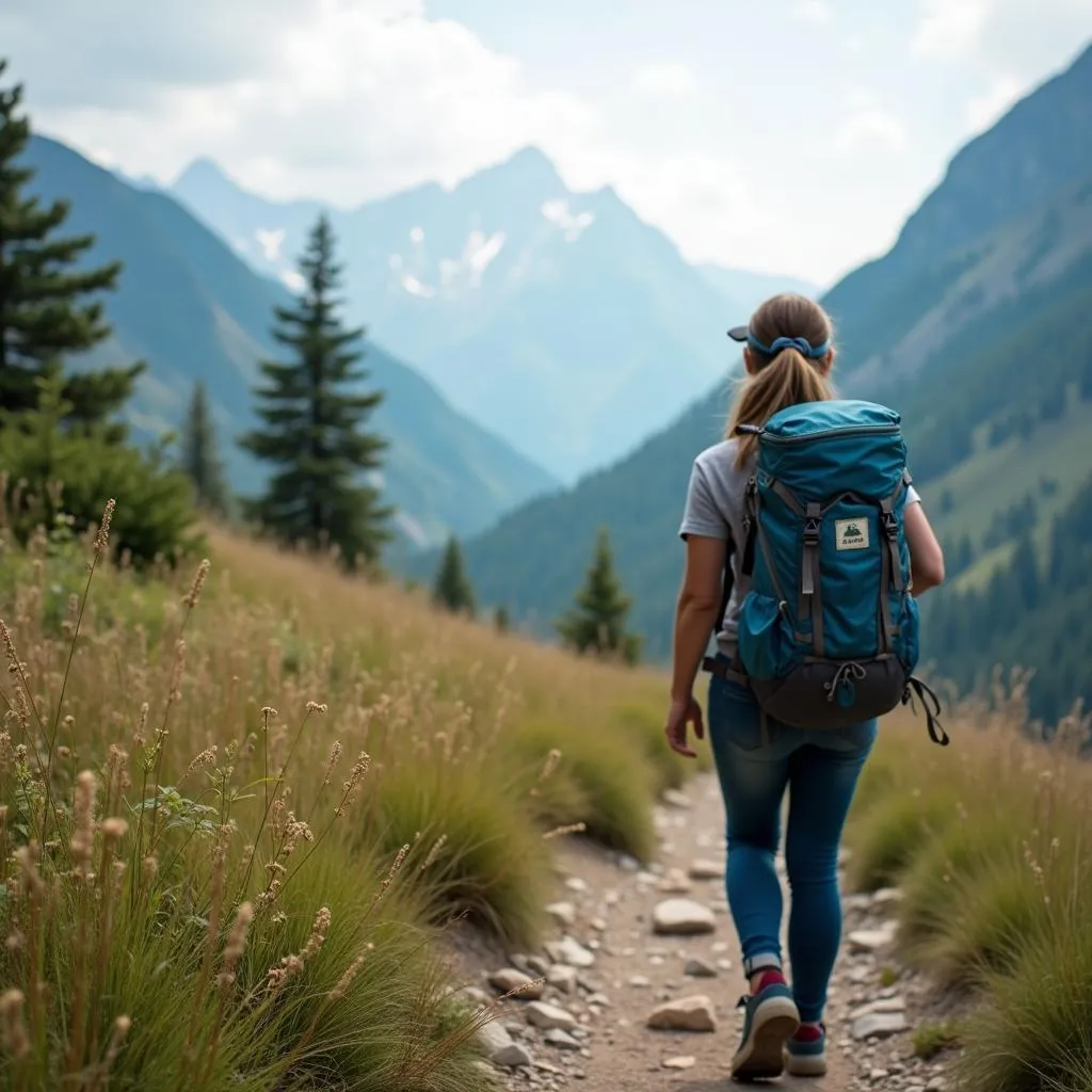 Adventure traveler with backpack