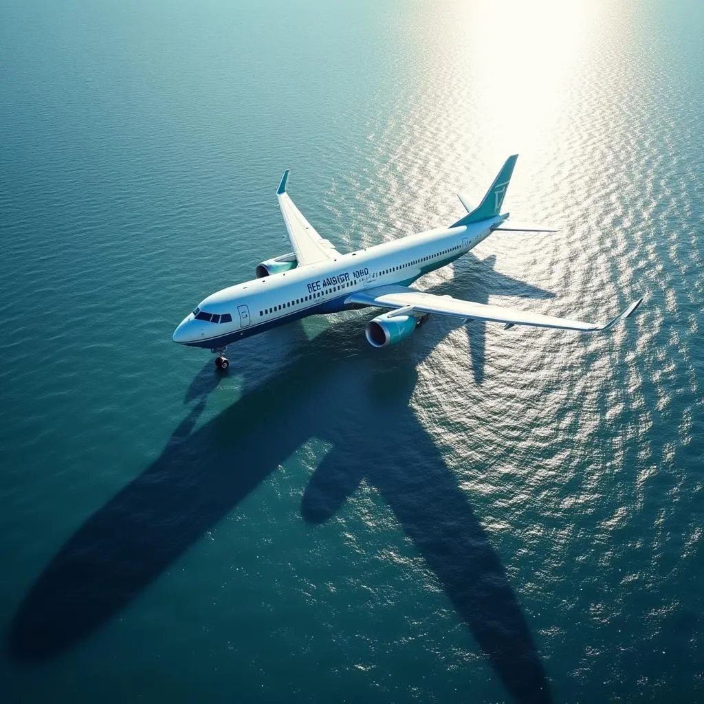 Airplane soaring above the clouds over the English Channel