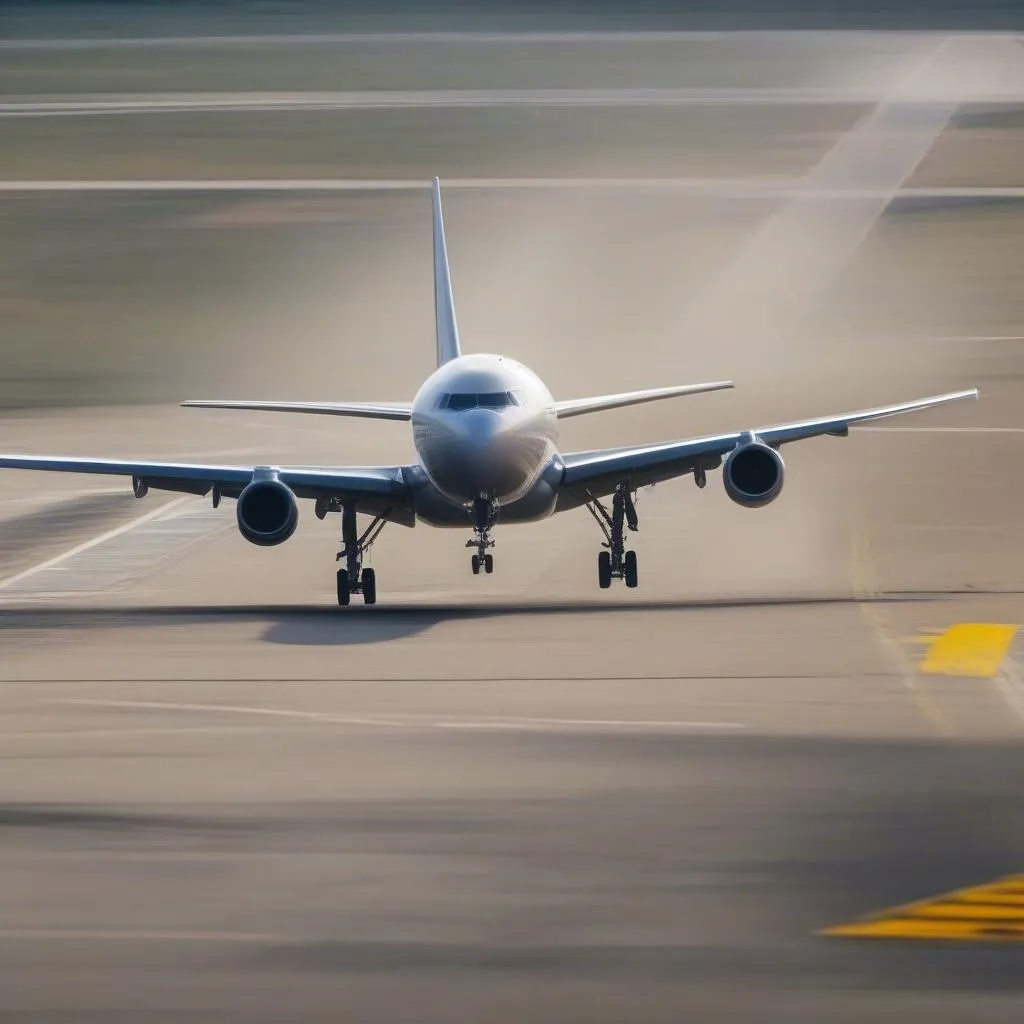 airplane landing on runway