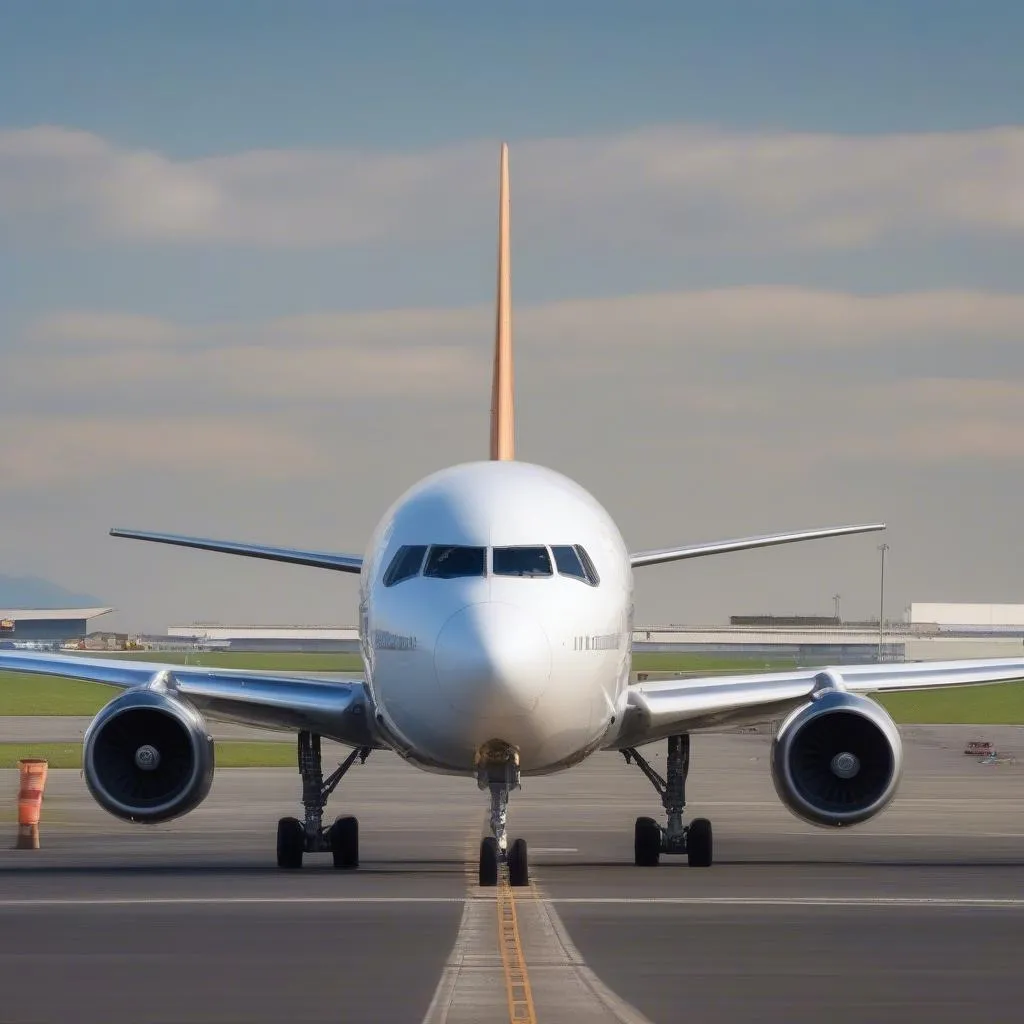 Airplane taking off on a runway