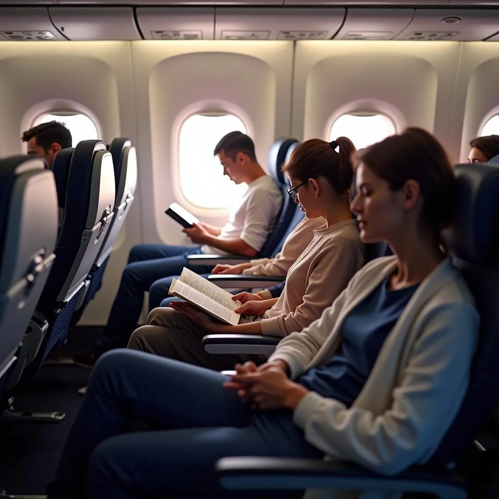 Passengers Relaxing on Airplane