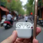 AirPod 2s connecting seamlessly to a smartphone