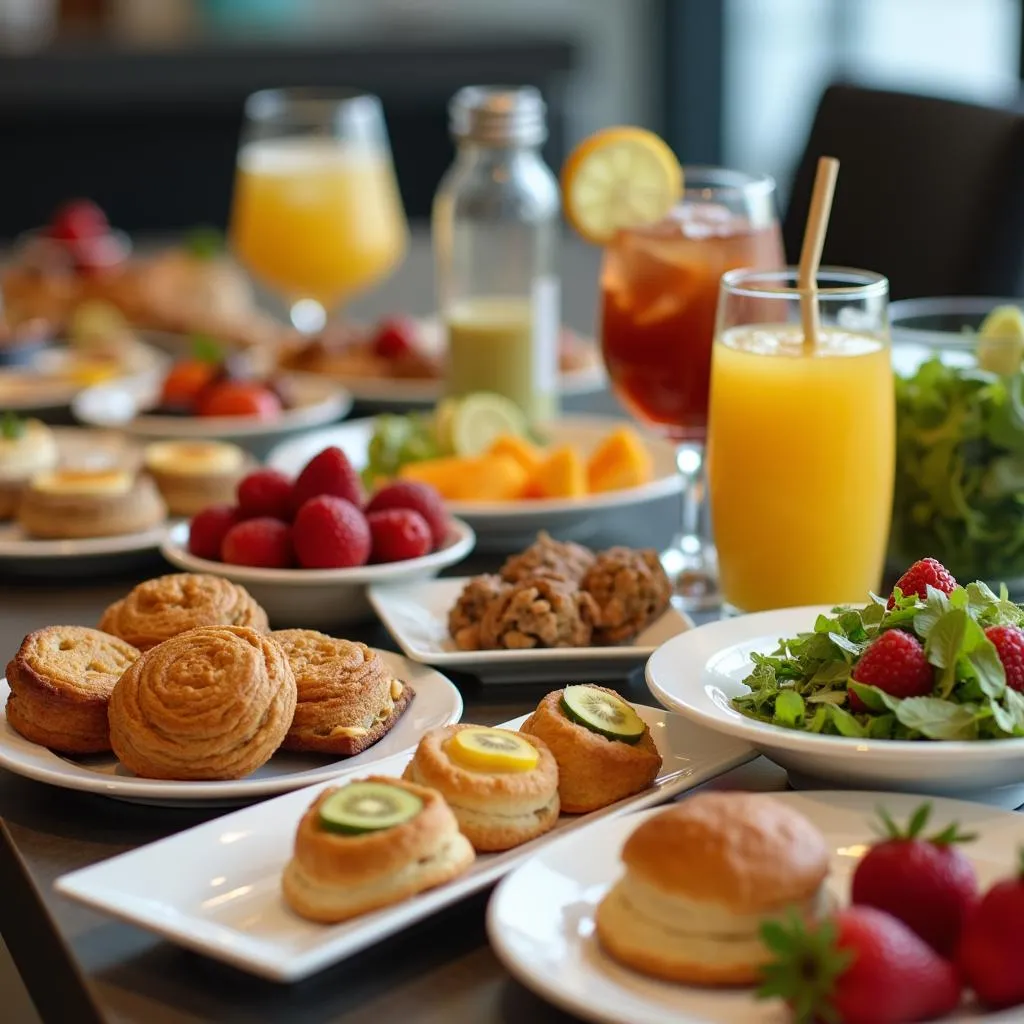 Delicious Food and Beverage Spread in Airport Lounge