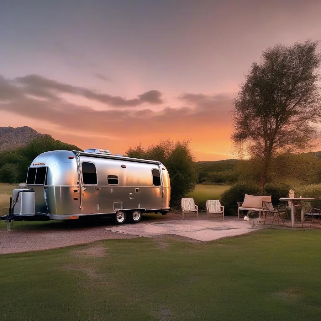 Airstream Parked at Scenic Campsite