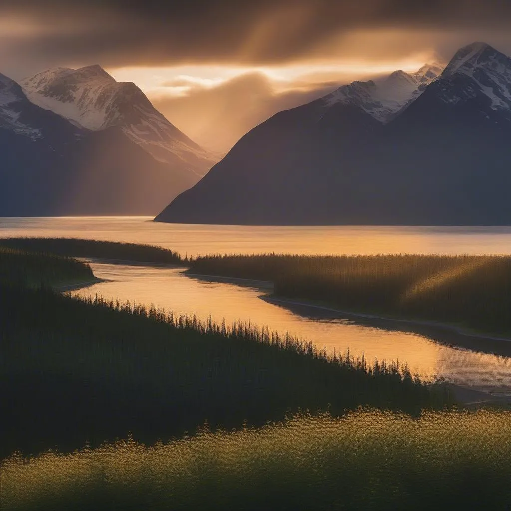 Midnight sun in Alaska