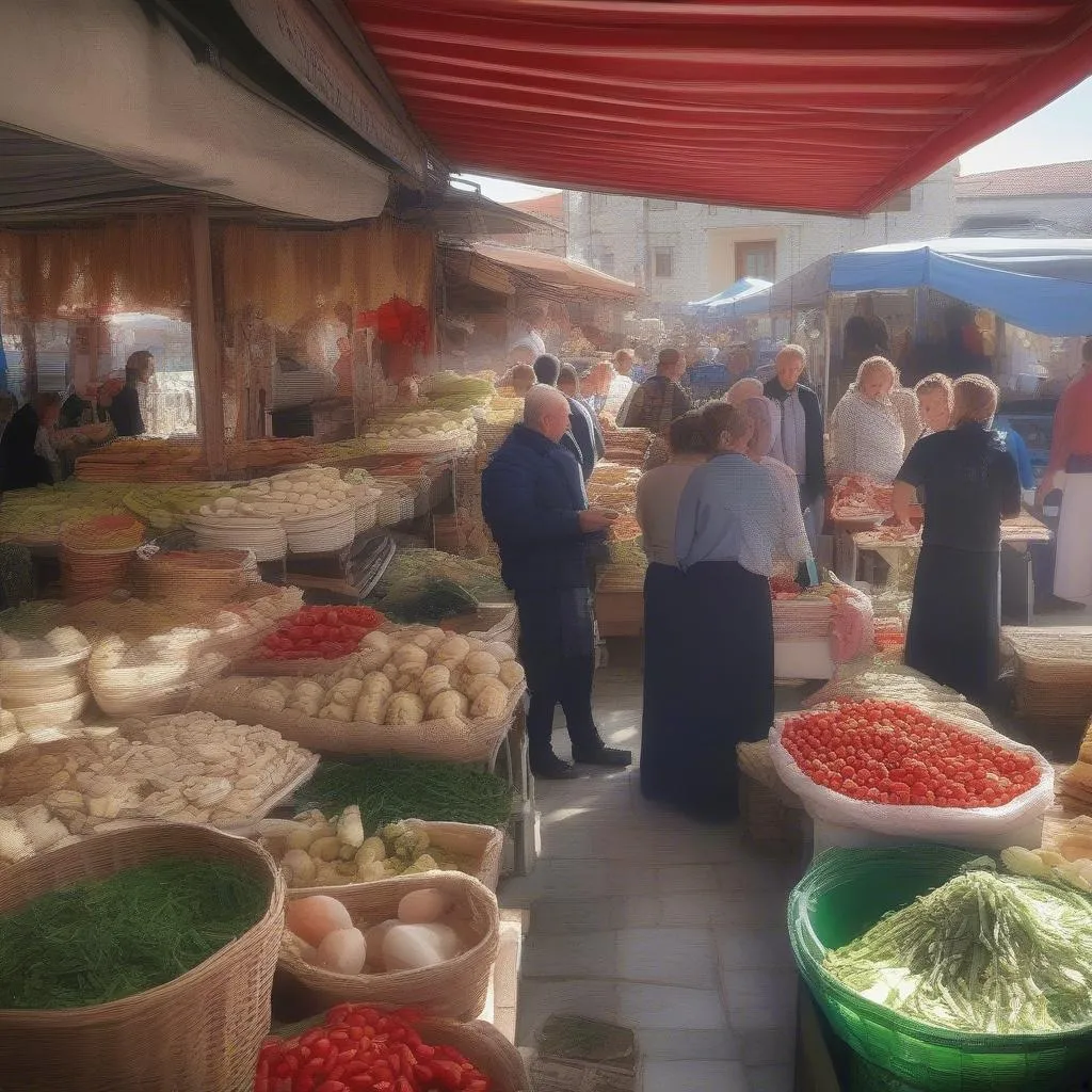 Vibrant Albanian Food Market