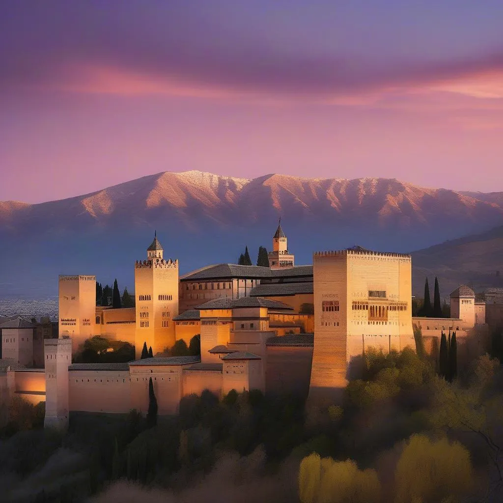 Alhambra Palace at Sunset