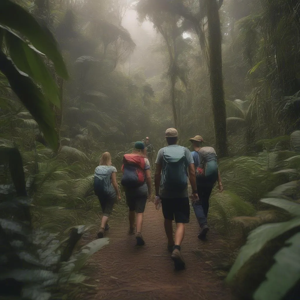 Hiking in the Amazon rainforest