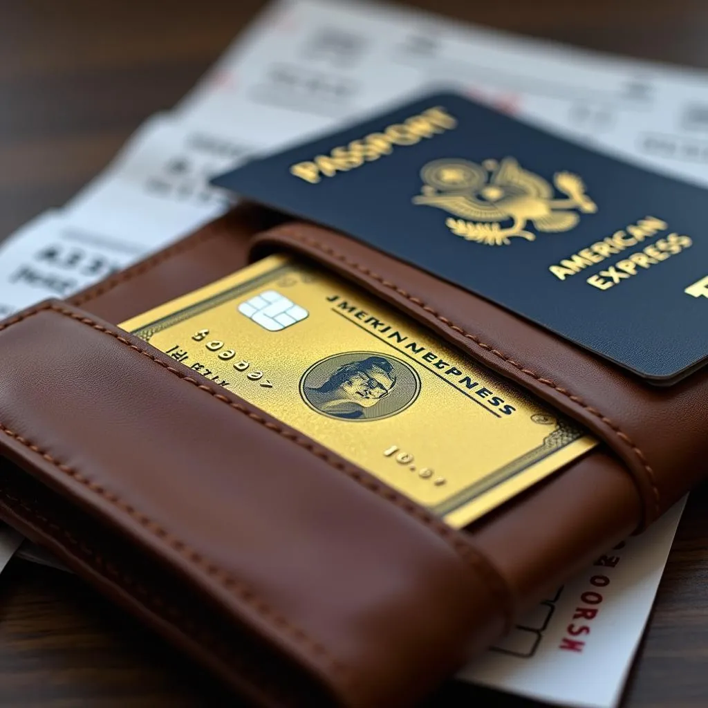 Amex card in a travel wallet