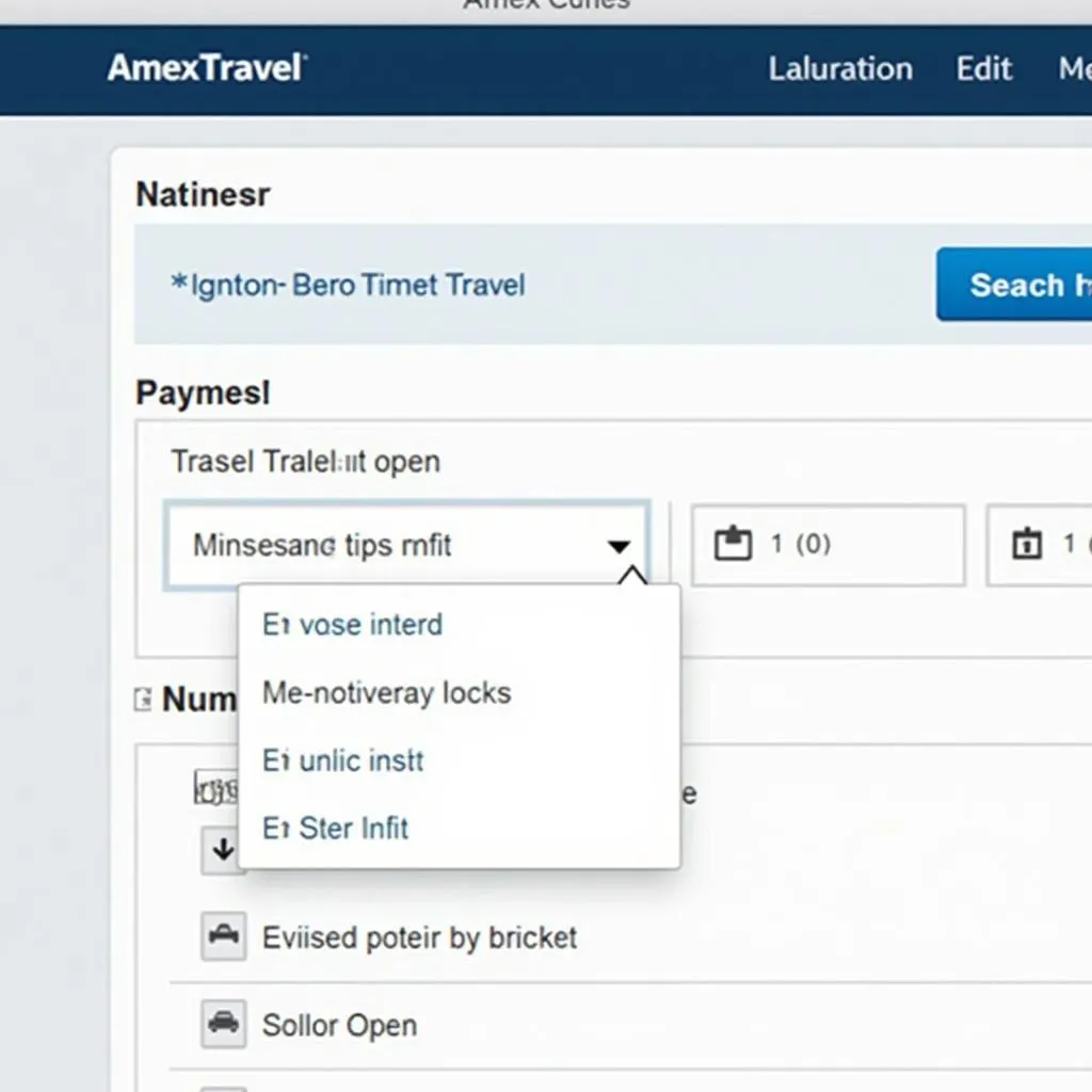 Amex Travel booking platform screenshot