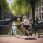 Cycling along Amsterdam canals