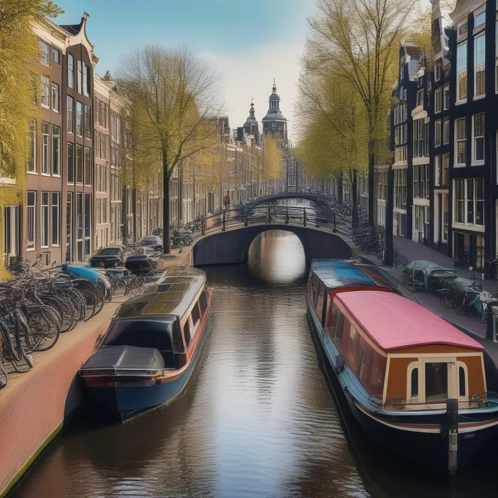 Scenic Amsterdam canal view