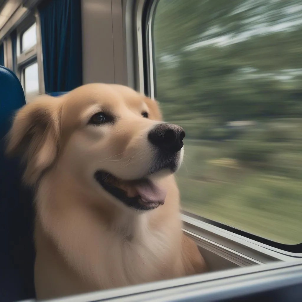 Dog on Amtrak train