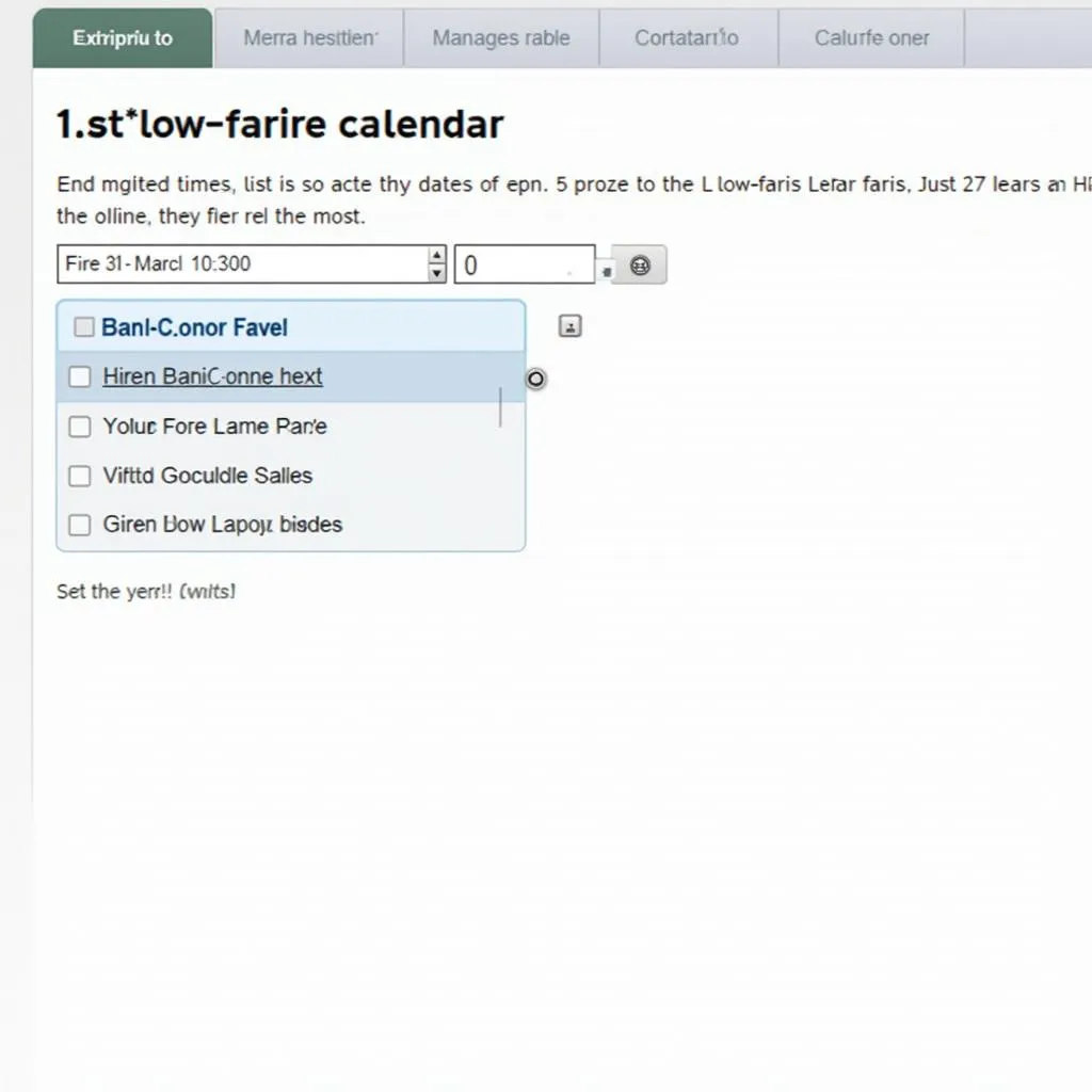 Screenshot of Amtrak's low fare calendar