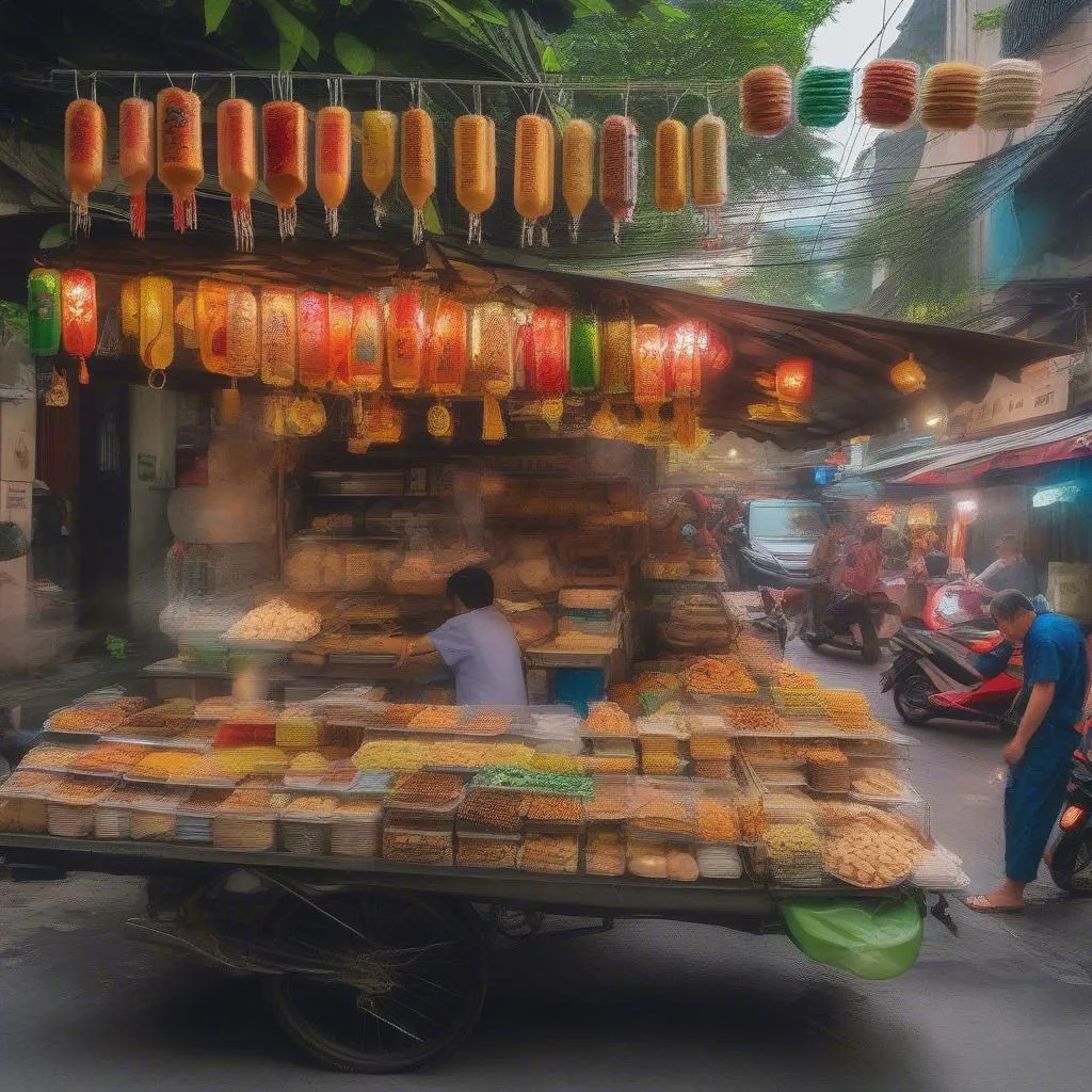 Vietnamese street food stalls offer a tempting array of snacks