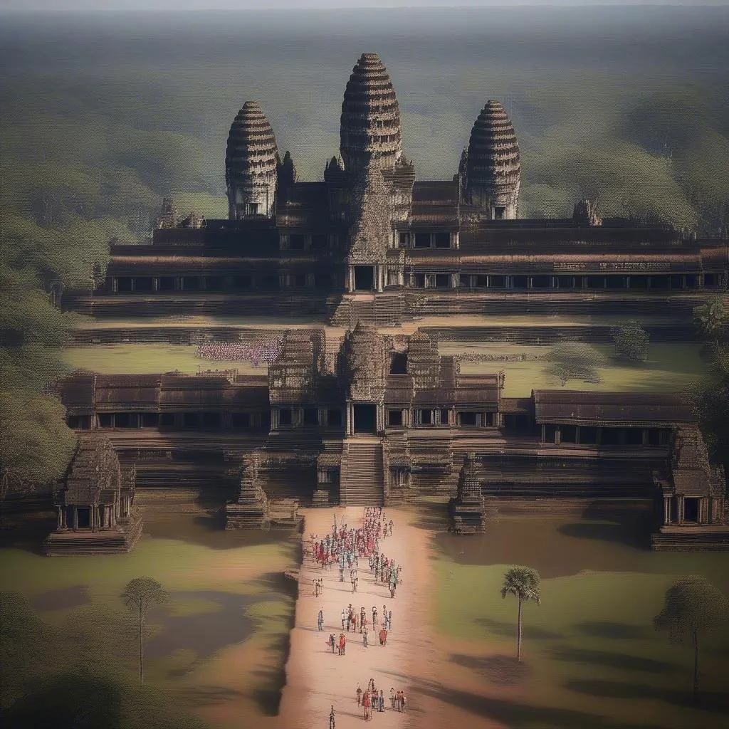 Angkor Wat Tourist Crowd