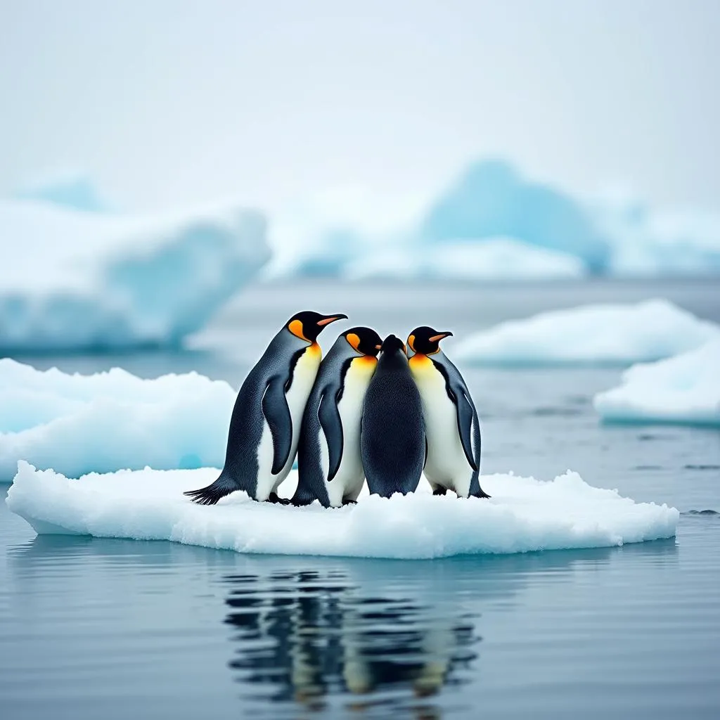 Penguins on ice floe