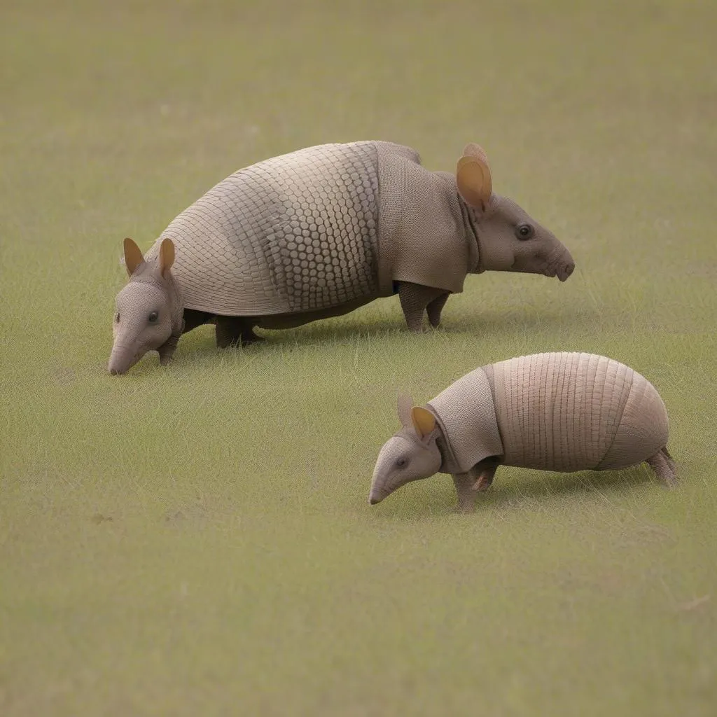 Armadillo Family in Texas