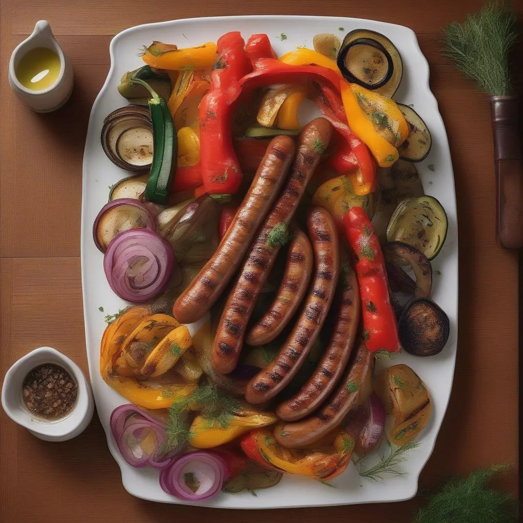 Assorted Sausages with Grilled Vegetables