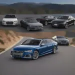 Fleet of Audi rental cars