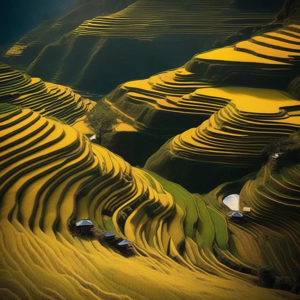 Golden Rice Terraces in Autumn