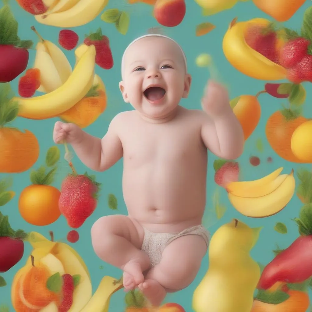 Baby Enjoying Fresh Fruit