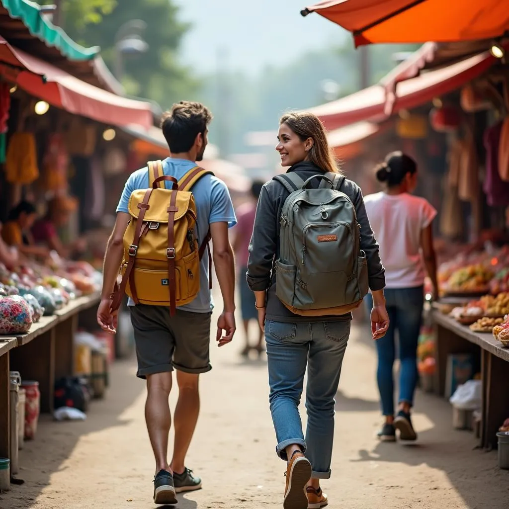 Backpacker Exploring Local Market