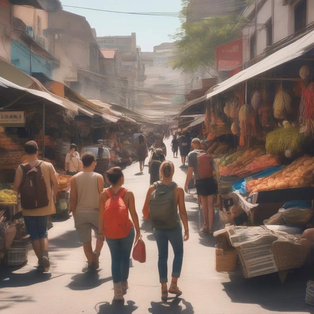 Backpackers Exploring New City