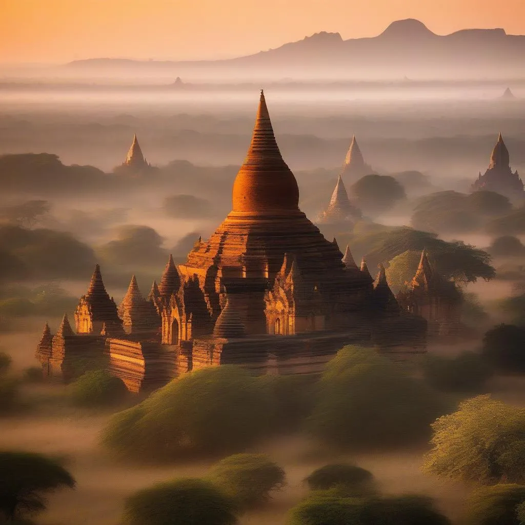 Sunrise over Bagan Temples