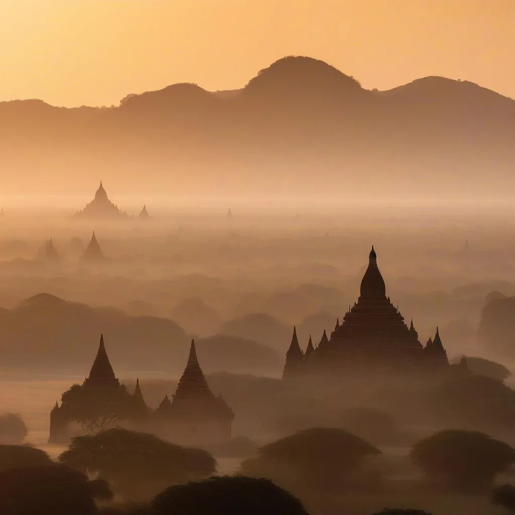 Sunrise over Bagan Temples