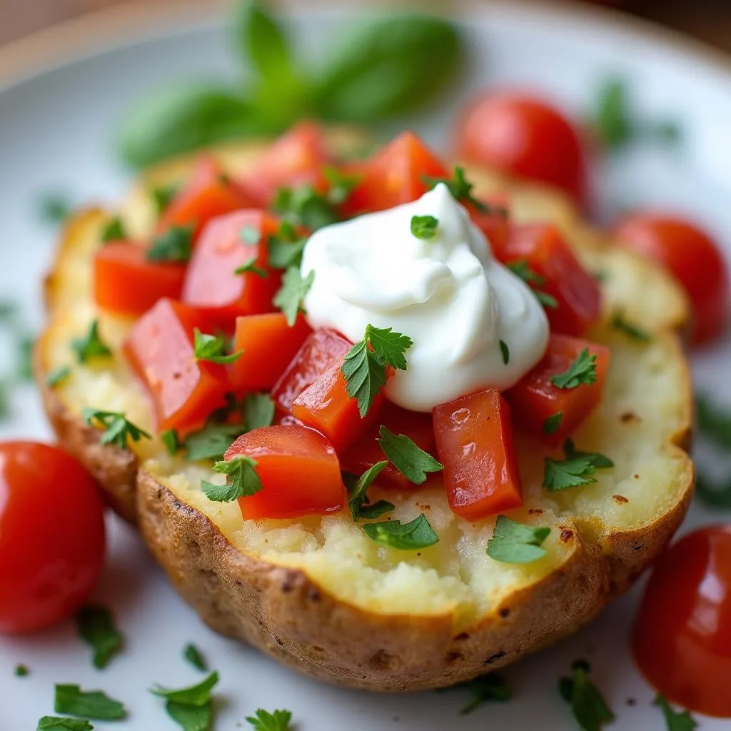 baked potato with healthy toppings