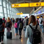 Tourists arriving at Bali Airport