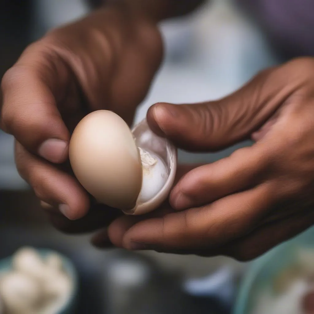 Balut, a fertilized duck embryo, is a popular street food in the Philippines.