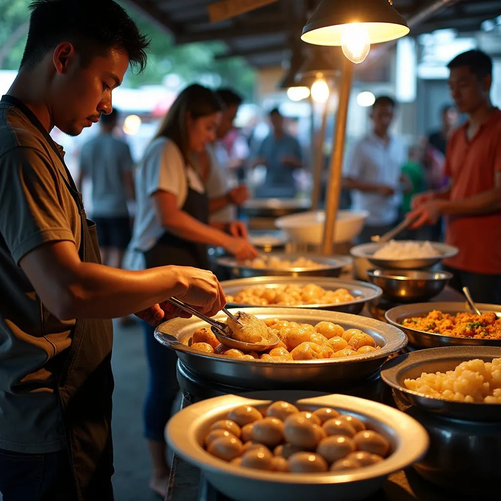 Balut street food vendor in the Philippines