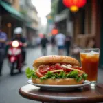 Hanoi street food: banh mi and coffee