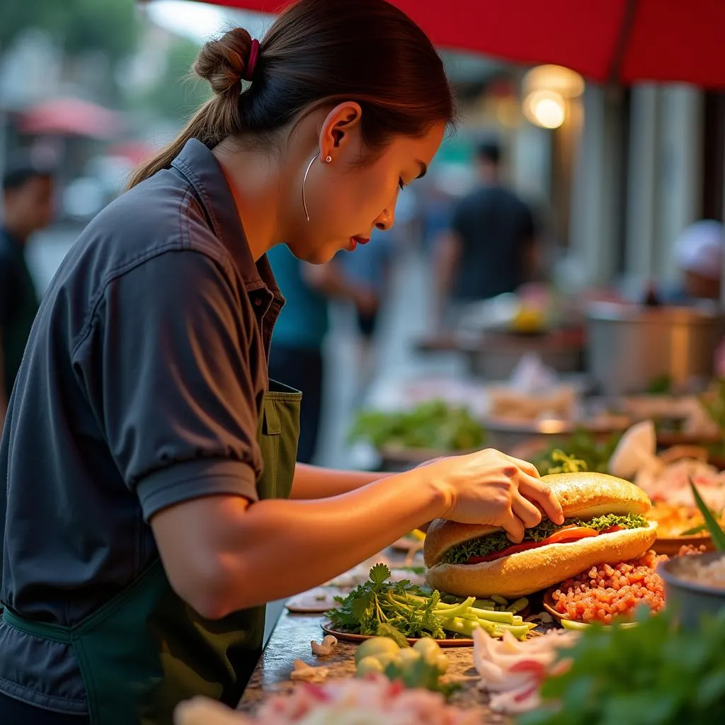 Banh Mi street vendor in Hanoi