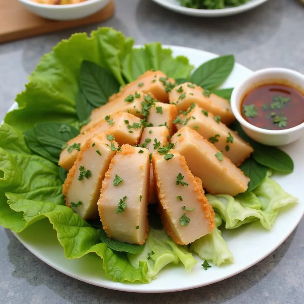 Banh Xeo served with fresh herbs