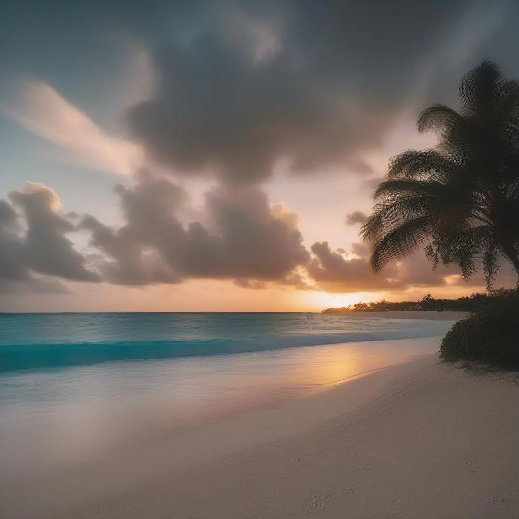 Stunning sunset over a beach in Barbados