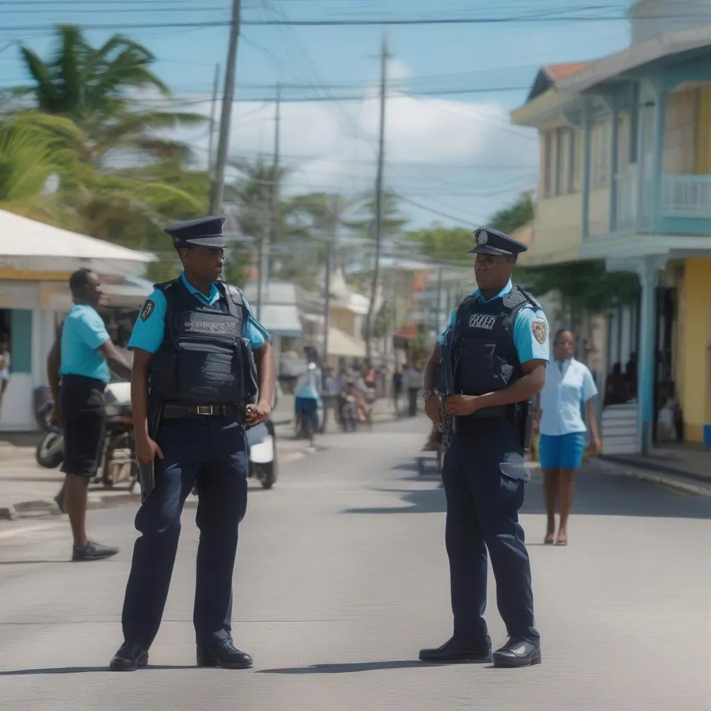 Barbados police officers on patrol