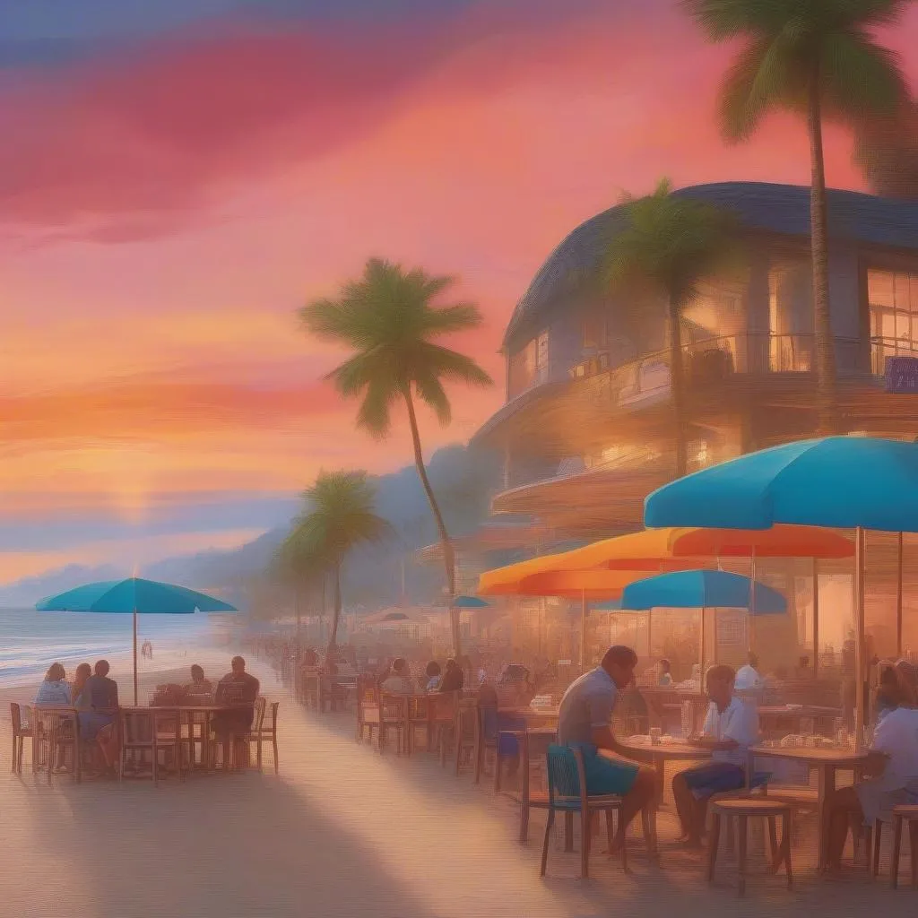 beach cafe sunset