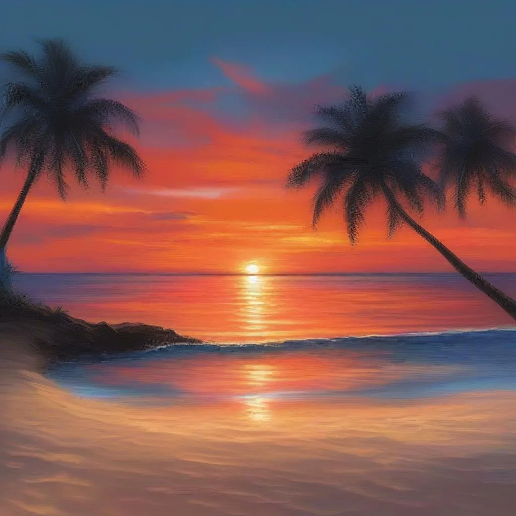 Sunset on tropical beach