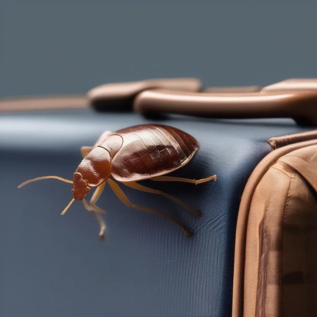 Bed Bug Hitchhiking on Luggage