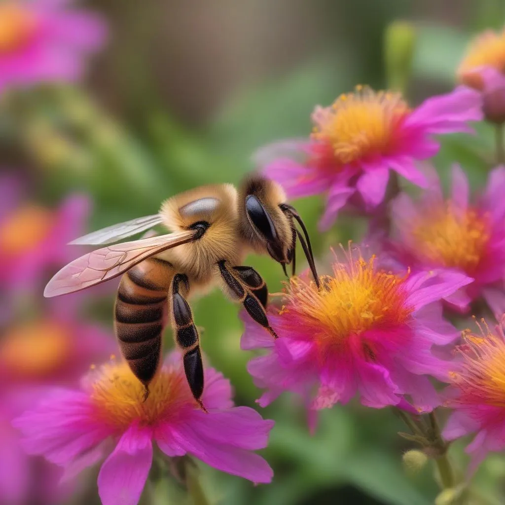 Bee Exploring Flower