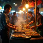 Bustling Bì Lợn Street Food Stalls in Hanoi